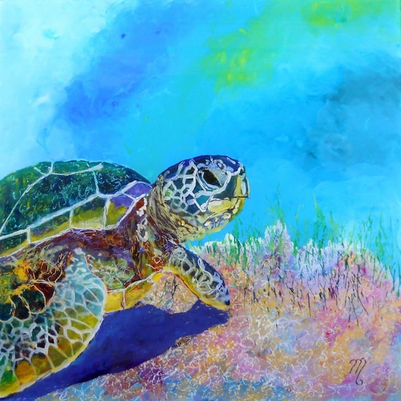 Sea Turtle Art Prints,  Kauai Hawaii, Honu Turtle, Hawaiian Turtle, Under the Sea, Sea Turtle Paintings, Honu Art, Sea Turtle Giclee