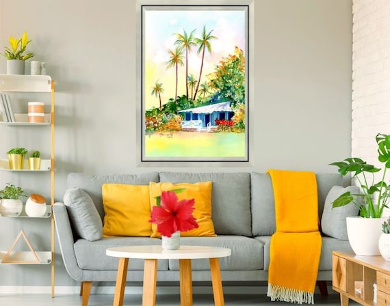 Hawaiian Vacation Cottage Large Art Print 16x20 18x24 24x30 Hawaiian Art Kauai Art Hawaiian Decor Hawaii Art Print Vacation House