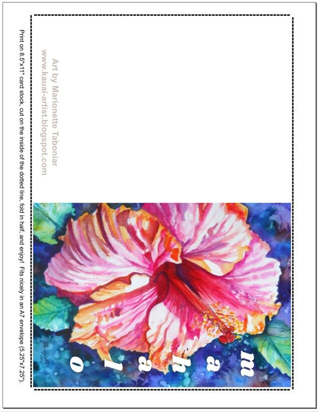 Hibiscus Mahalo Card Download, Mahalo Printable Cards, Thank You ...