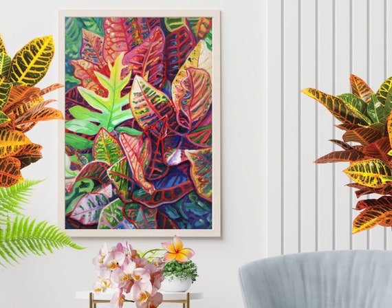 Croton Plant, Large Art Print, Hawaiian Decor, Kauai Art, Hawaii Print, Tropical Leaves, Fern, Gallery Wall Art, 16x20 18x24 24x30