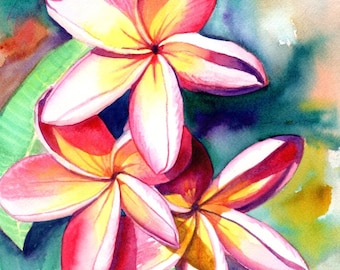 Plumeria Art Print, Plumeria Plant, Plumeria Flower Art, Hawaii Art, Made in Hawaii, Plumeria Lei, Plumeria Painting, Frangipani Print