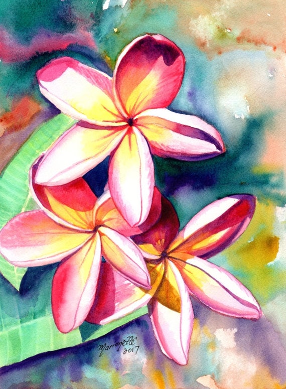 Plumeria Art Print, Plumeria Plant, Plumeria Flower Art, Hawaii Art, Made in Hawaii, Plumeria Lei, Plumeria Painting, Frangipani Print