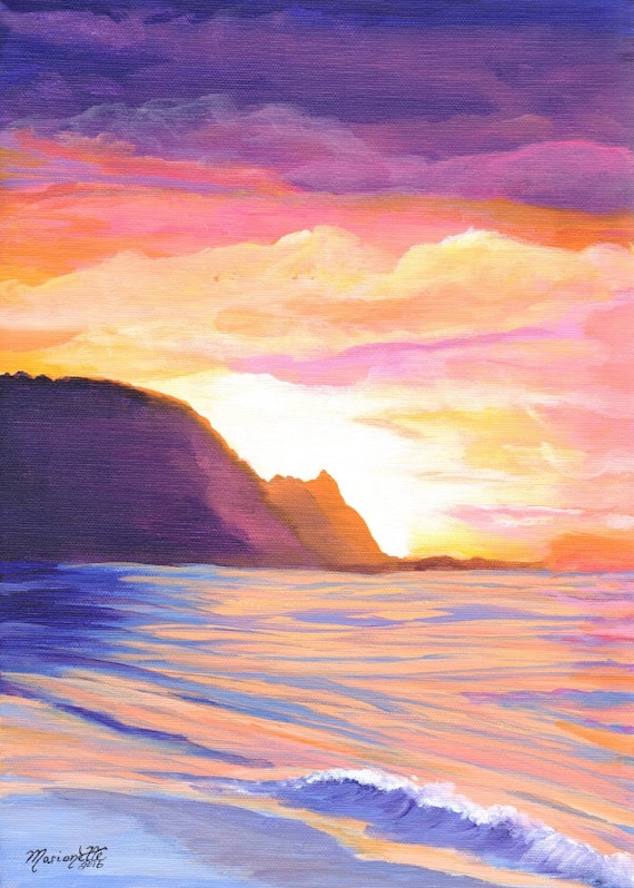 Kauai Print, Kauai Art, Na Pali Coast Print, Bali Hai, Kauai Mountains, Kauai Painting, Kauai Gift, Kauai Wall Decor, Kauai Seascape