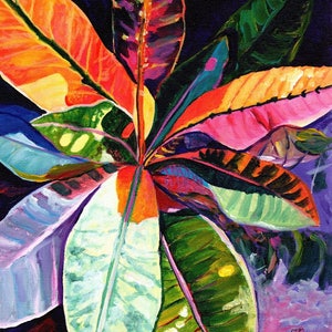 Croton Art Print, Tropical Leaves, Kauai Croton Painting, Hawaiian print, Croton Plant Decor, Hawaii Art, Tropical Wall Art