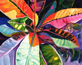 Croton Art Print, Tropical Leaves, Kauai Croton Painting, Hawaiian print, Croton Plant Decor, Hawaii Art, Tropical Wall Art