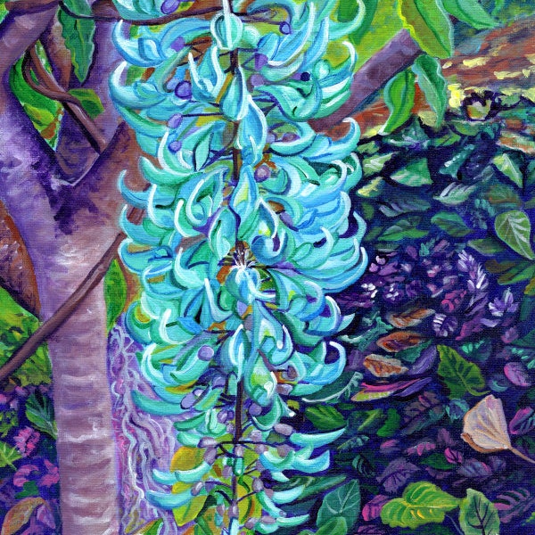 Blue Jade Art Print, blue green, turquoise, jade vine, Emerald Creeper, Flor-de-Jade, tropical decor, Kauai Hawaii