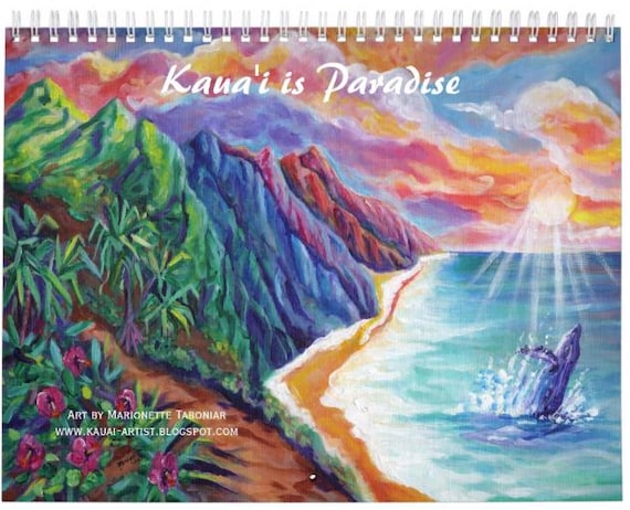 Kauai is Paradise 2026 Hawaii Wall Calendar Hawaiian Art by Marionette