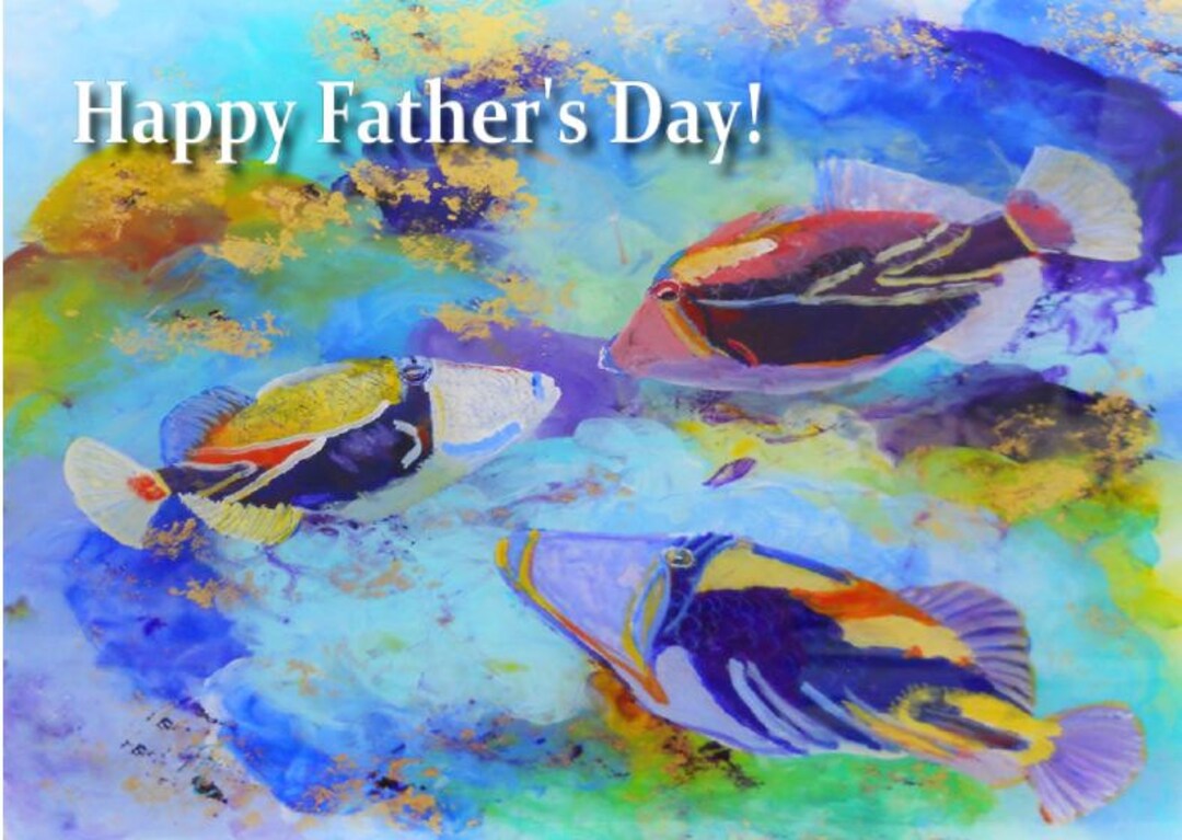 Printable DIY Father's Day Card 5x7 Pdf Tropical Fish From Kauai Hawaii ...