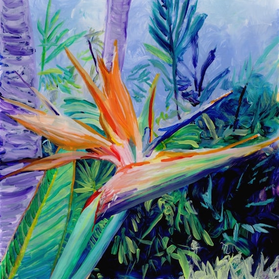 Bird of Pardise Art Print, Hawaiian art,  bird of paradise flower, tropical flowers, bird of paradise painting, Hawaii painting, Hawaii art