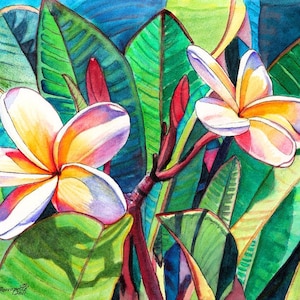Kauai Plumeria Garden print from Kauai Hawaii plumerias frangipani aloha flower tropical flowers
