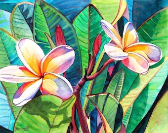 Kauai Plumeria Garden print from Kauai Hawaii plumerias frangipani aloha flower tropical flowers