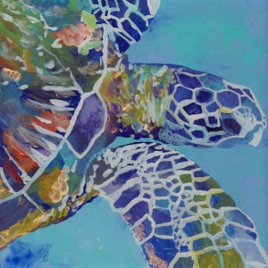 Sea Turtle Art Print, Hawaiian honu, Hawaii Wall Decor,  Kauai painting, Ocean life, Under the Sea, Kids room art