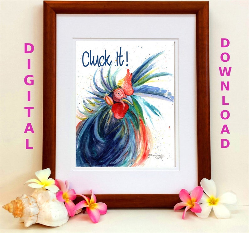 Funny Rooster Rooster Wall Art Digital Download Printable | Etsy