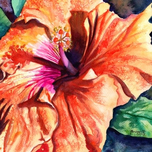 Hibiscus painting, Hawaii art, Hibiscus print, Hibiscus flower art, Tropical art, Tropical flower, Hawaiian flower, Hawaii art work