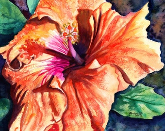 Hibiscus painting, Hawaii art, Hibiscus print, Hibiscus flower art, Tropical art, Tropical flower, Hawaiian flower, Hawaii art work