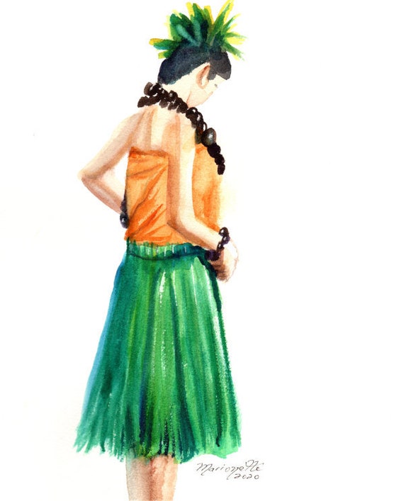 Ready to Hula, Hula Art, Hula Girl Print, Hula Dancer, Hawaiian Decor, Hawaii Art, Hawaii Wall Art,  Hawaiian Hula Dance, Hula Painting