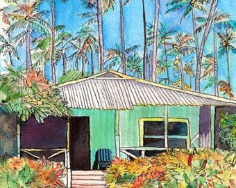 Plantation House Art, Kauai Cottage, Tropical House, Whimsical Cottages, Plantation Cottage, Waimea Plantation Cottages, Tropical Vacation