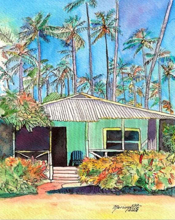 Plantation House Art, Kauai Cottage, Tropical House, Whimsical Cottages, Plantation Cottage, Waimea Plantation Cottages, Tropical Vacation