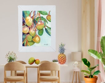 Large Art Print, Mango, Mangoes, 16x20 18x24 24x30, Hawaiian Art, Kauai Decor, Hawaii Prints, Tropical Fruit, Hawaiian Fruit, Mango Tree