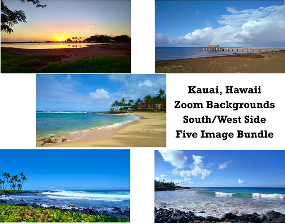 Zoom Backgrounds Bundle - Kauai, Hawaii - Kauai Zoom Backgrounds - Hawaiian Zoom Seascapes - Tropical Zoom Virtual