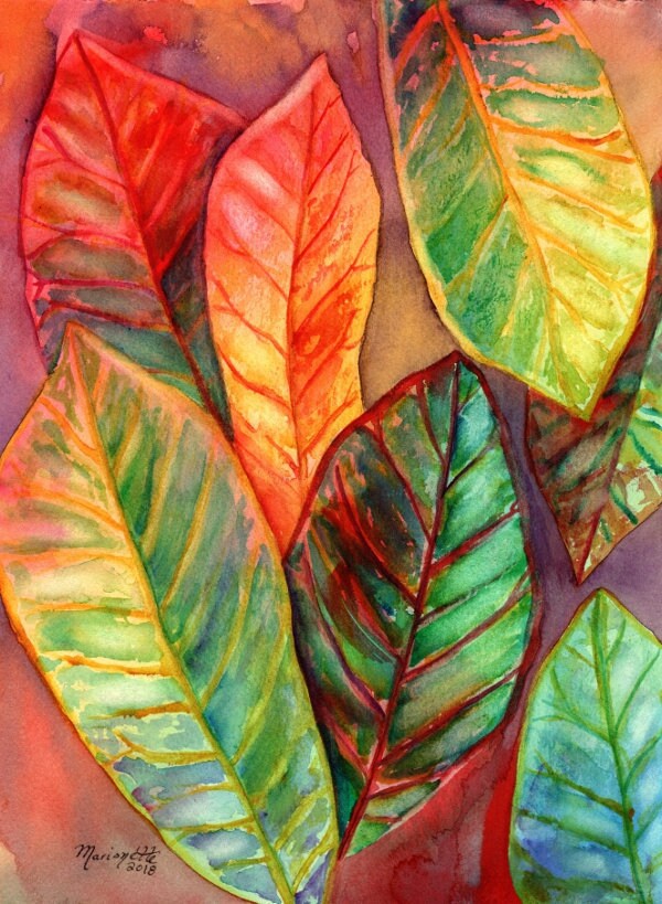 Download Croton Plant, Tropical Art, Original Watercolor Painting ...