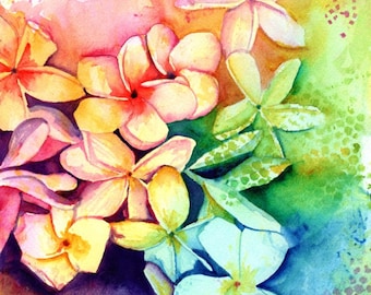Plumeria Print, Plumeria Art, Tropical Flowers, Frangipani Art, Kauai Art, Original Hawaiian Painting, Aloha Flowers, Rainbow, Hawaii Decor