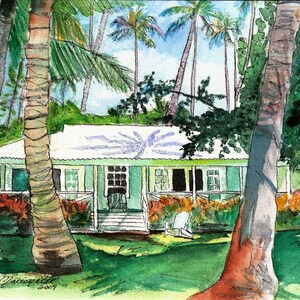 Kauai Plantation Cottage - Kauai Art Print - Hawaiian Wall Decor - Tropical House Art - Waimea Plantation Cottages - Hawaiian Art