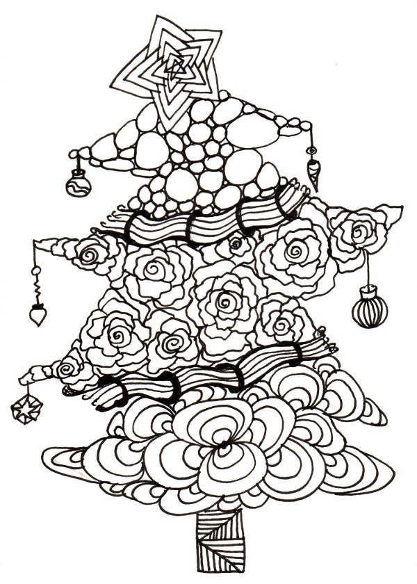 Printable DIY Zendoodle Christmas Tree card 5x7 pdf from ...