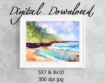 Kauai South Shore Beach Print, Printable Wall Art, Downloadable Art, Poster Art, DIY Prints, Kauai Art, Print it now at home, Print it out