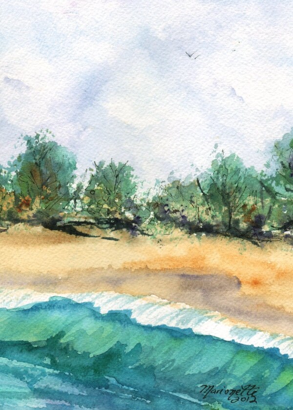 beach art prints 5x7 giclee print beach paintings of beaches seascape