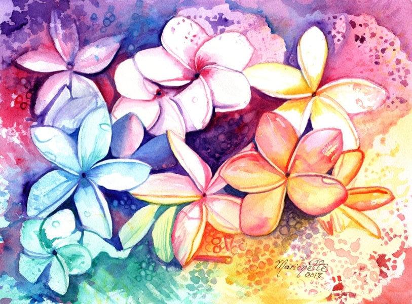 plumeria watercolor original plumeria art tropical flowers