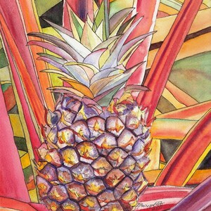 Pineapple art, Pineapple painting, Hawaii art, Pineapple prints, Hawaii painting, Hawaiian fruit, Tropical fruit, Fruit Art, house warming