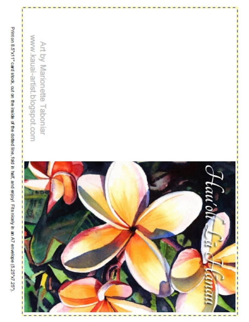 Printable DIY Happy Birthday Hawaiian Language card 5x7