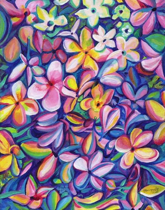 Colorful Plumeria Flowers  Art Print from Kauai Hawaii