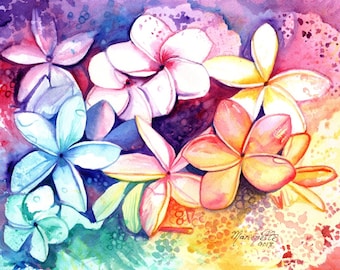Plumeria Art, Plumeria Print, Plumeria Flower, Tropical Flowers, Frangipani, Kauai Art, Hawaii Painting, Plumeria Painting, Hawaiian Decor