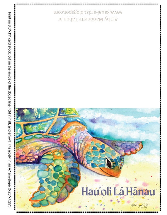 Hawaii Birthday Card Beach Sea Turtle Hawaiian Happy | Etsy Österreich