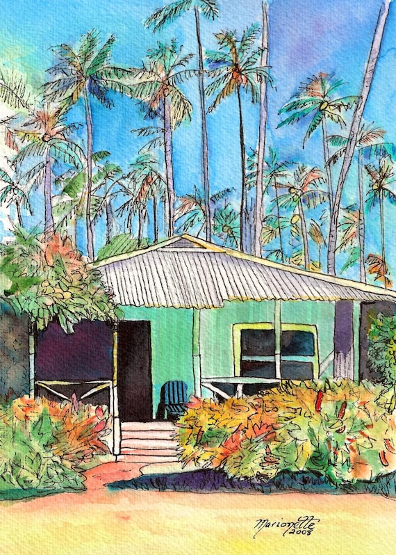 Plantation House Art, Kauai Cottage, Tropical House, Whimsical Cottages, Plantation Cottage, Waimea Plantation Cottages, Tropical Vacation