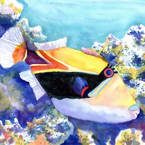 Humuhumunukunukuapuaa Art Print, Poisson tropical d’Hawaï, Décor de poisson, Poisson déclencheur, Poisson Humuhumu, Cadeaux pour lui, Poisson d’État hawaïen