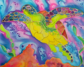 Sea Turtle print, Turtle art, Whimsical Turtle, Swimming Turtle, Green Sea Turtle, Hawaiian Turtle, Honu, Hawaii Art, Under the Sea, Ocean