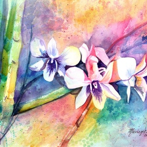 Orchid Print, Orchid Art, Tropical Flowers, Kauai Art, Hawaiian Painting, Colorful Orchids, Hawaii Decor, Rainbow, Hawaiian design, Aloha