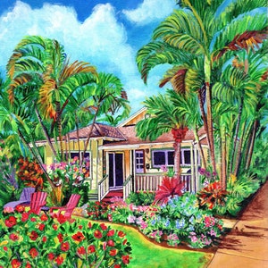 Baby Beach Bungalow, Poipu Vacation House, Kauai Plantation Cottage, Kauai Print, Kauai Painting, Kauai Decor, Hawaiian Art, Hawaii Artist