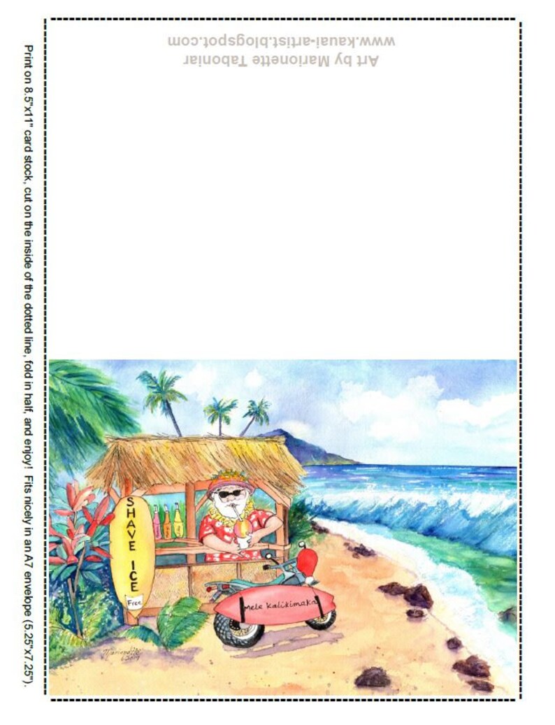 Hawaiian Christmas Card Printable Mele Kalikimaka Christmas - Etsy