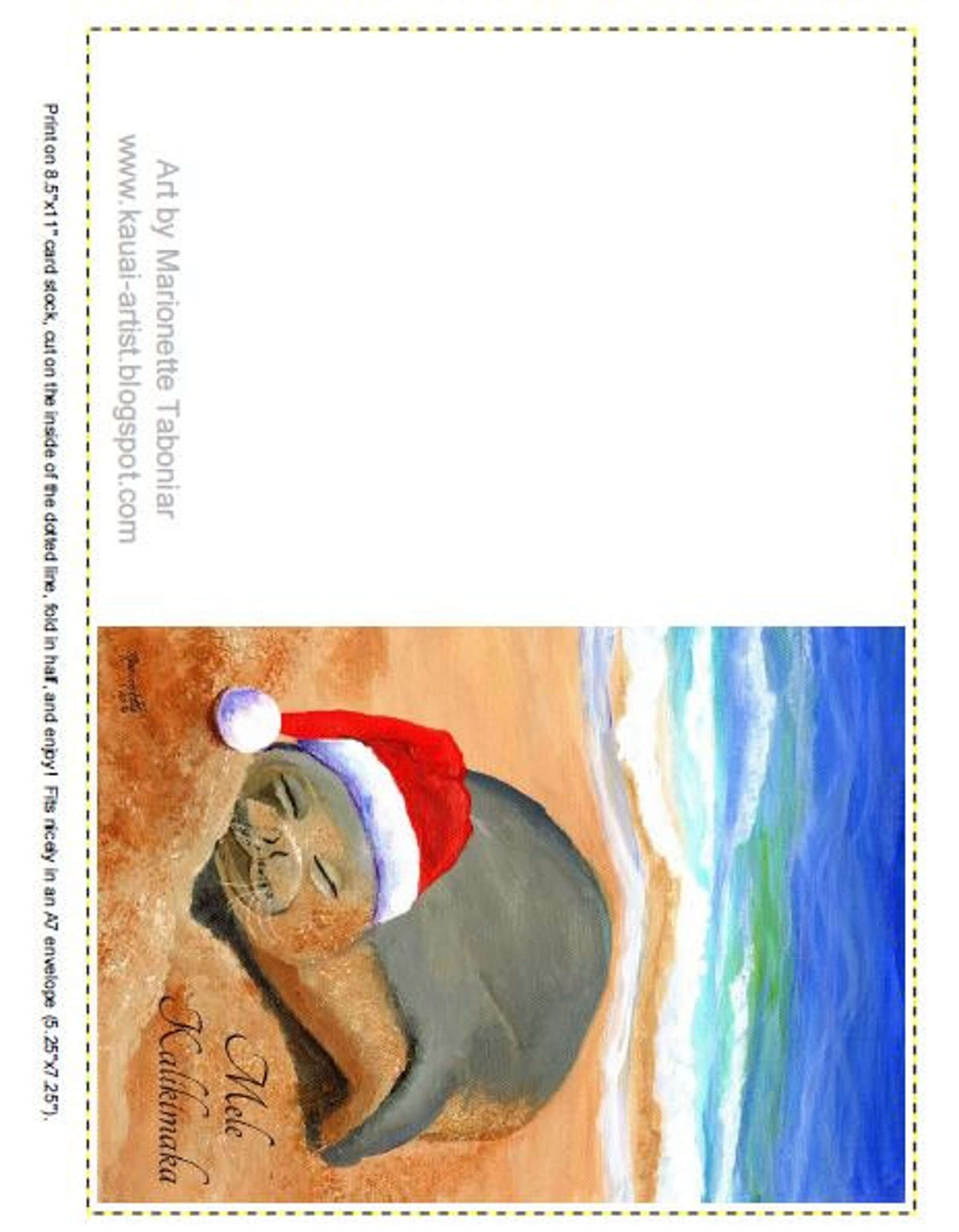 Hawaiian Christmas Card Mele Kalikimaka Hawaiian Monk Seal | Etsy