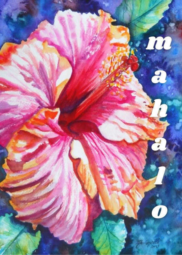 Hibiscus Mahalo Card Download, Mahalo Printable Cards, Thank You ...