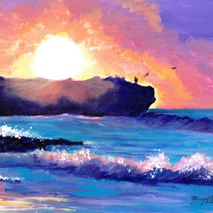 Shipwrecks Beach Kauai Sunrise, Kauai Seascape, Hawaiian seascape, hawaii art, Kauai decor, Kauai art print, Kauai artist, made in Hawaii