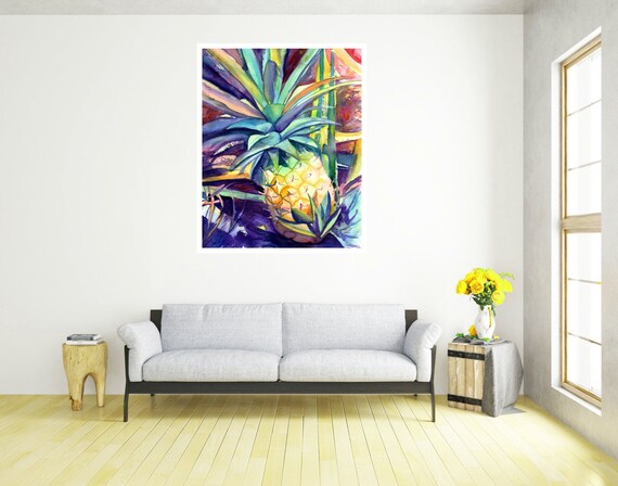 Kauai Pineapple 4 Large Art Print 16x20 18x24 24x30 Hawaiian Art Kauai Art Hawaiian Decor Hawaii Art Print Tropical Fruit