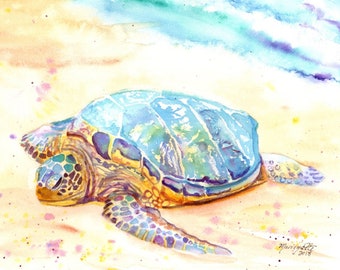 Sea Turtle Print,  Kauai Art, sea turtle, Hawaii art, turtle painting, ocean art, Hawaii painting, tropical art, turtle print, Hawaii decor