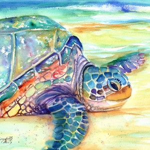 Sea Turtle Fine Art Print,  Kauai Art, Turtles, Hawaiian Honu Paintings, Childrens Wall Art, Ocean Sea Decor, Animal Prints, Beach Art