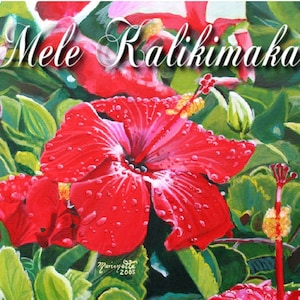 Hawaii Christmas, Mele Kalikimaka Card, Red Hibiscus Christmas, Xmas Cards, DIY Christmas Cards, Printable Christmas Card, Hawaiian Holiday