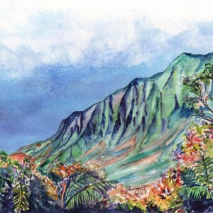 Kalalau Valley Print, Kalalau Trail, Kauai Painting, Kauai Art, Na Pali Coast, Hawaii Art Print, Hawaiian Painting, Kokee